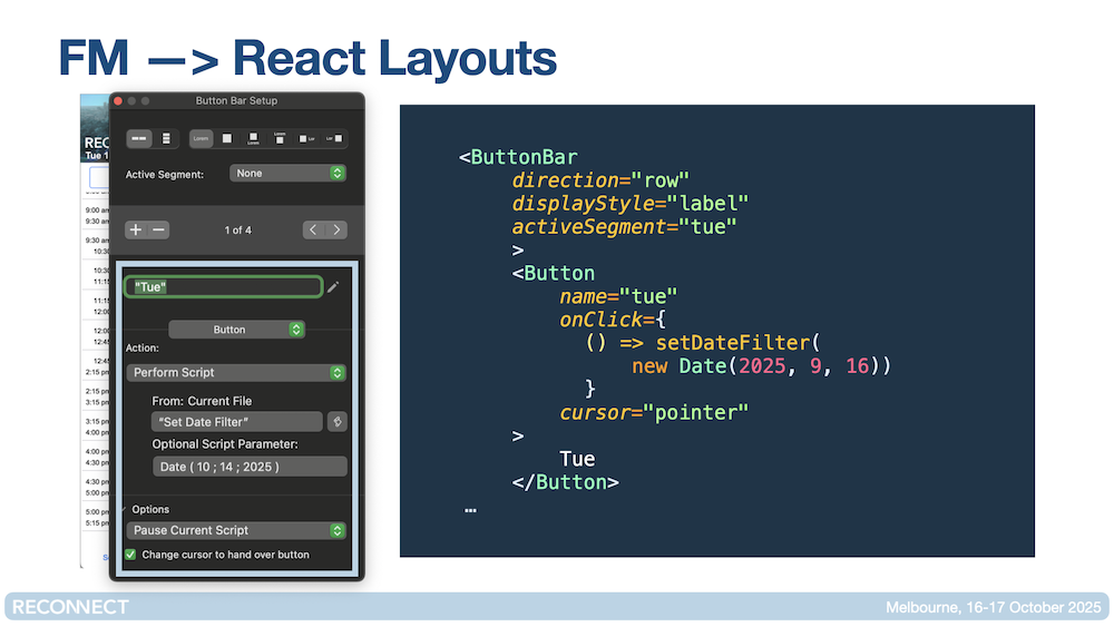 Slide showing passing a function into a component as props.